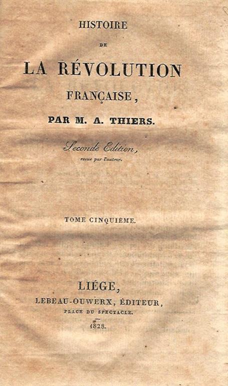 Histoire de la révolution francaise, tome cinquiéme - Adolphe Thiers - copertina