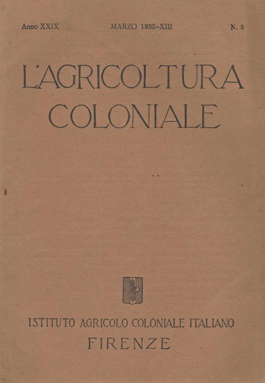 L' agricoltura coloniale n. 3 - copertina