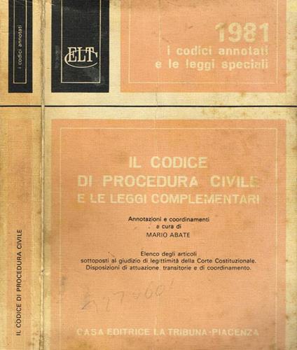 Il codice di procedura civile e le leggi complementari - copertina