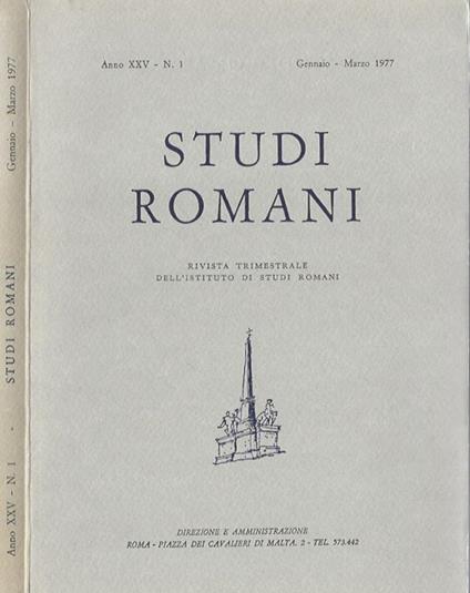 Studi Romani, Anno XXV- N. 1. Rivista trimestrale dell'Istituto di Studi Romani - copertina