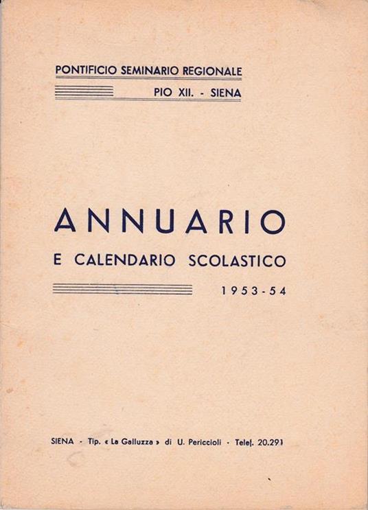 Annuario e calendario scolastico 1953-54 - copertina
