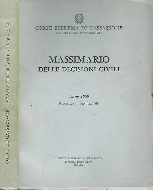 Massimario delle decisioni civili. Anno 1969 - copertina