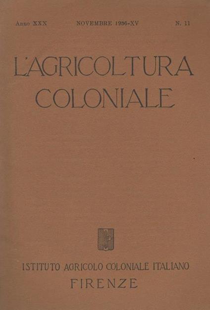 L' agricoltura coloniale n.11 - copertina