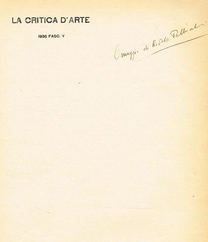 La Critica D'Arte Fasc.V - Rodolfo Pallucchini - copertina