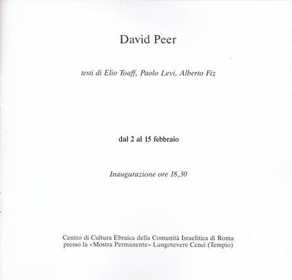 David Peer - Elio Toaff - copertina