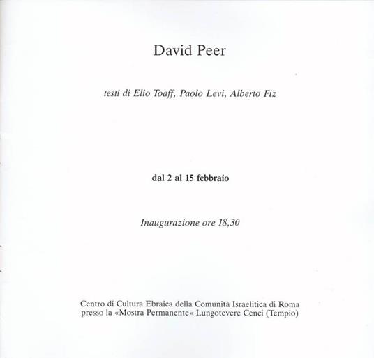 David Peer - Elio Toaff - copertina