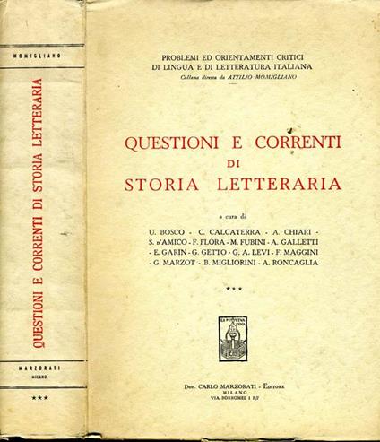 Questioni e Correnti di Storia Letteraria - copertina