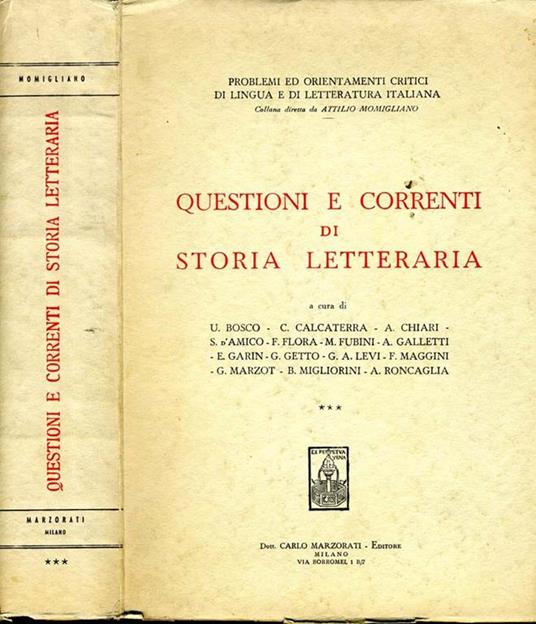Questioni e Correnti di Storia Letteraria - copertina
