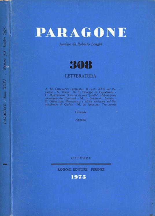 Paragone n. 308. Letteratura - copertina