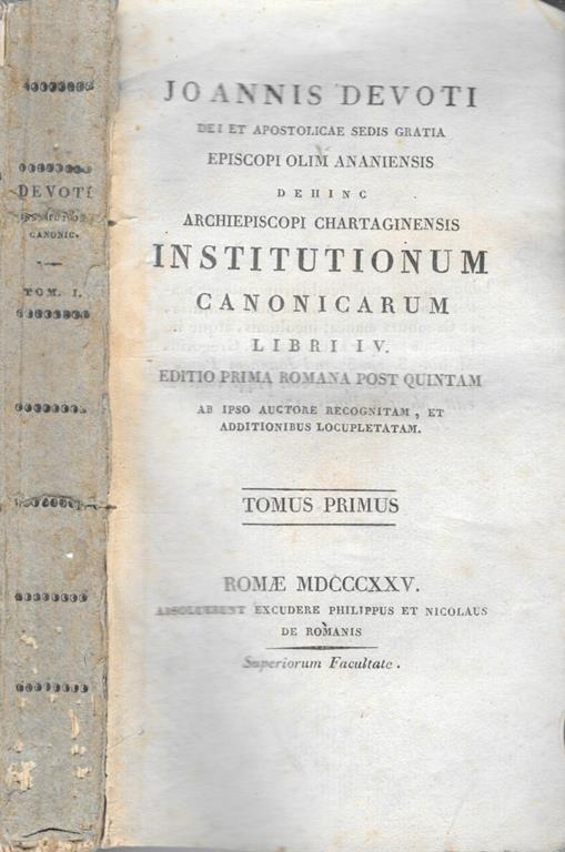 Institutionum Canonicarum - Giovanni Devoti - copertina