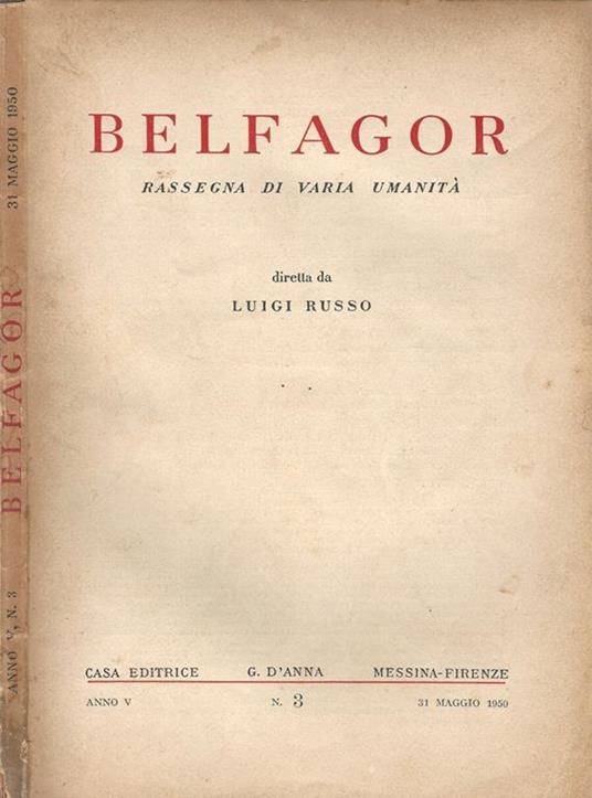 Belfagor N. 3. Rassegna di varia umanità - copertina
