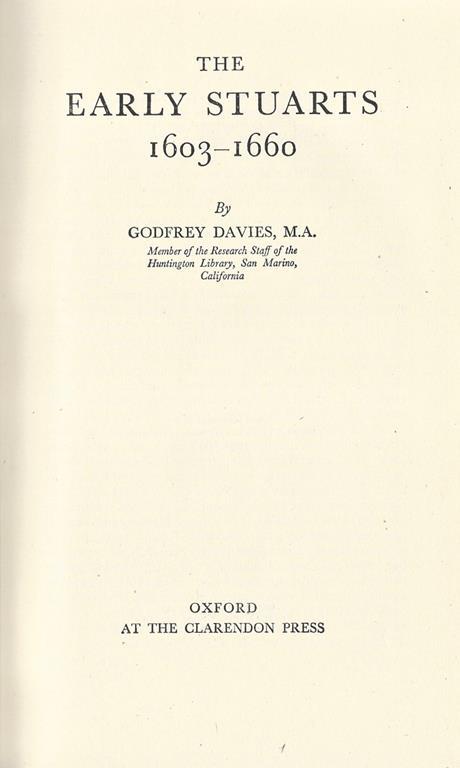 The Early Stuart 1603. 1660 - Godfrey Davies - copertina