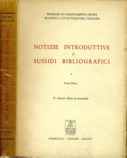 Notizie Introduttive e Sussidi Bibliografici - copertina
