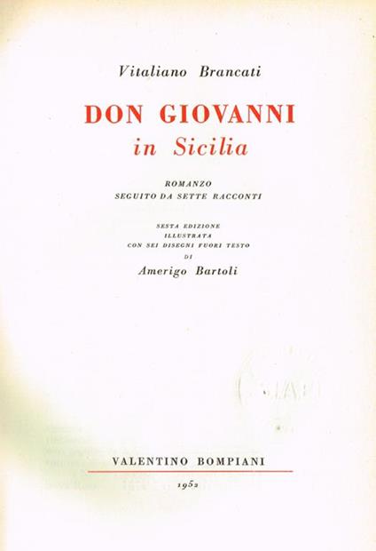 Don Giovanni In Sicilia - Vitaliano Brancati - copertina