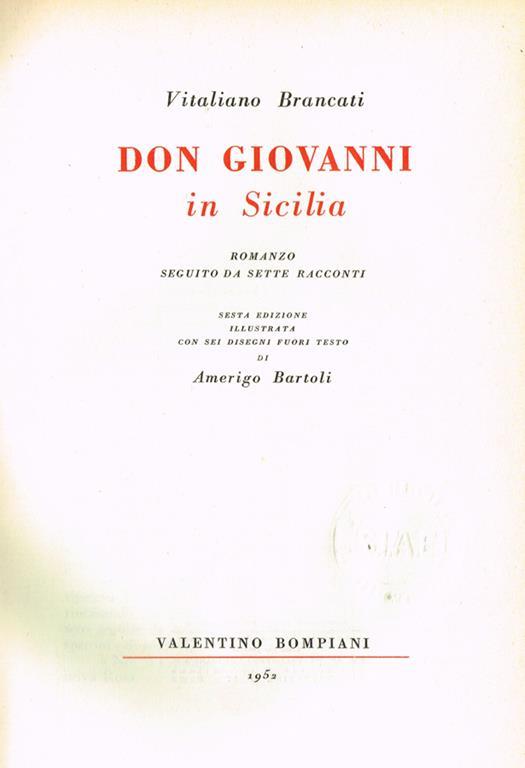 Don Giovanni In Sicilia - Vitaliano Brancati - copertina