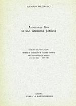 Antoninus Pius In Una Iscrizione Perduta. Estratto Da Helikon Anno Xx-Xxi