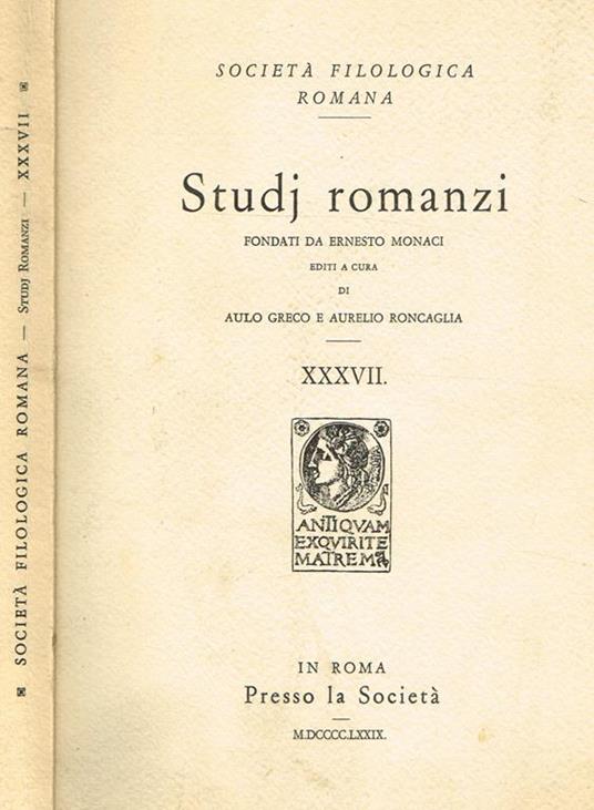 Studj Romanzi Vol. Xxxvii - copertina
