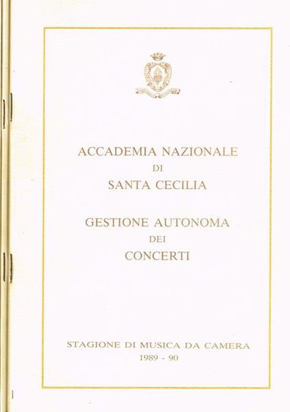 Stagione di musica da camera 1989 90. Gestione autonoma dei concerti - copertina