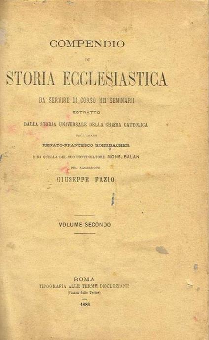 Compendio di storia ecclesiastica da servire di corso nei seminari (vol. II) - copertina