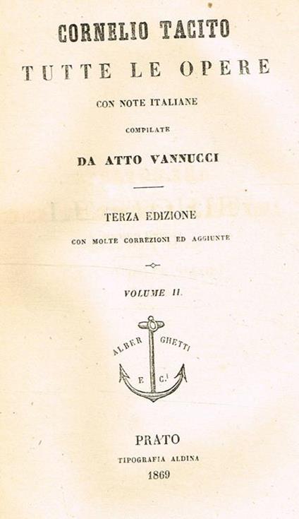 Tutte Le Opere Vol. Ii - P. Cornelio Tacito - copertina