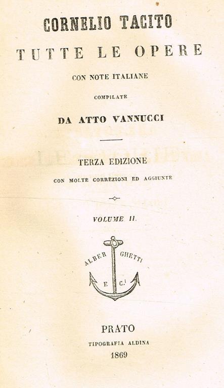 Tutte Le Opere Vol. Ii - P. Cornelio Tacito - copertina