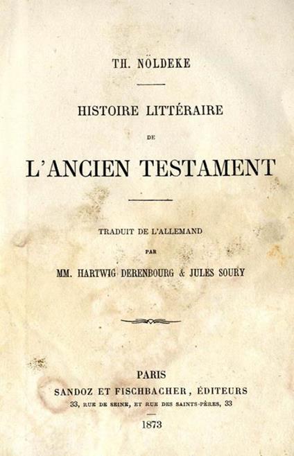 Histoire litteraire de l'ancien testament - copertina