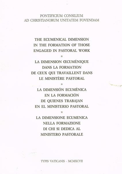 La dimensione ecumenica nella formazione di chi si dedica al ministero pastorale - copertina