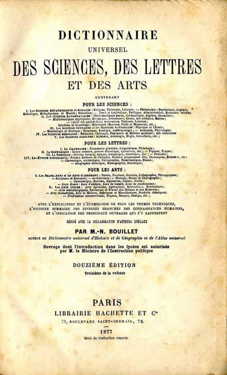 Dictionaire Universel Des Sciences, Des Lettres Et Des Arts - copertina