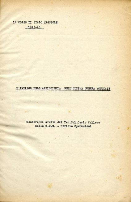 Primo Corso Di Stato Maggiore. 1947 48 - copertina