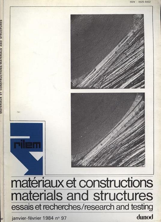Rilem-Materiaux et constructions-Materials and structures. Essais et recherches-Research and testing - copertina
