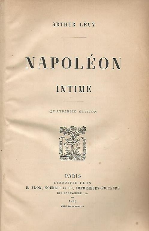 Napoléon Intime - Arthur Levy - copertina