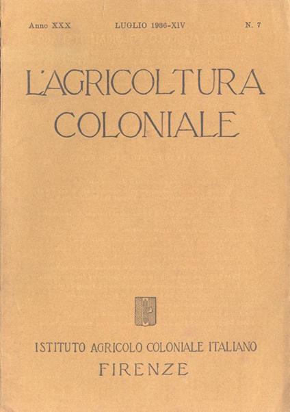 L' agricoltura coloniale-Anno XXX n. 7 - copertina