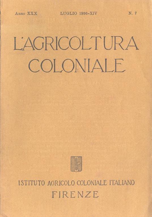L' agricoltura coloniale-Anno XXX n. 7 - copertina