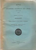 Atti della Accademia Nazionale Dei Lincei. Serie Ottava. Rendiconti Vol XI Classe di Scienze morali, storiche e filologiche