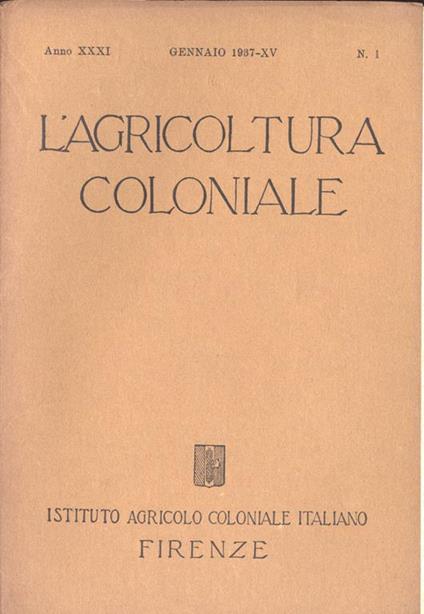 L' agricoltura coloniale-Anno XXI n. 1 - copertina