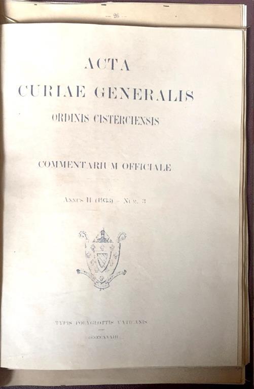 Acta Curiae Generalis Ordinis Cisterciensis. Commentarium Officiale - copertina