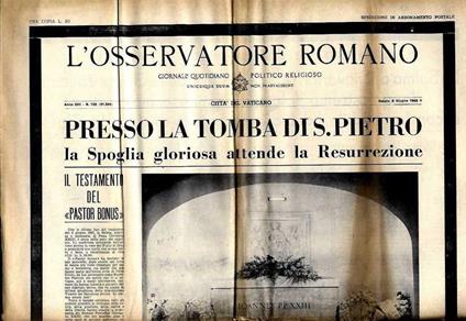 L' Osservatore Romano N.132 Nno CIII 1963. Giornale Quotidiano Politico Religioso - copertina