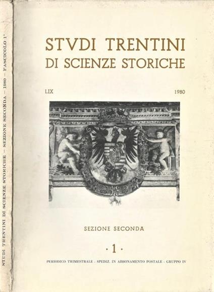 Studi trentini di scienze storiche, sezione seconda 1980, fascicolo I - copertina