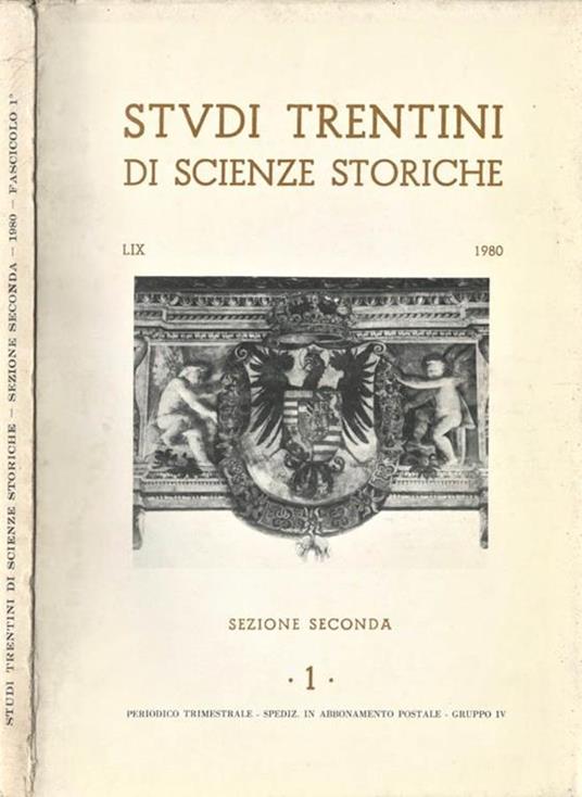 Studi trentini di scienze storiche, sezione seconda 1980, fascicolo I - copertina