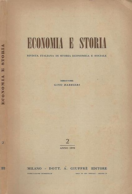 Economia e storia (Vol. 2- 1970). Rivista italiana di storia economica e sociale - copertina