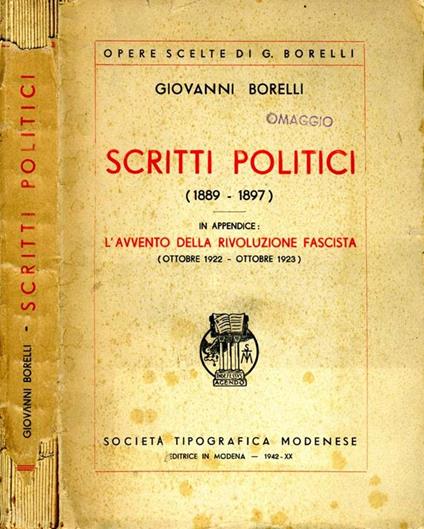 Scritti Politici. (1889-1897) - Giovanni Borelli - copertina