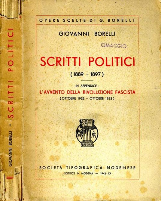 Scritti Politici. (1889-1897) - Giovanni Borelli - copertina
