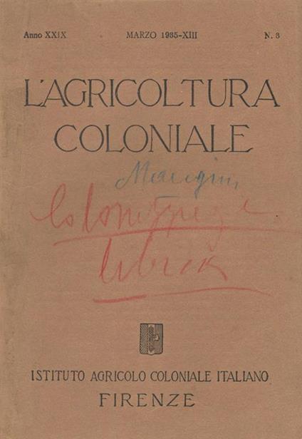 L' agricoltura coloniale n. 3 - copertina