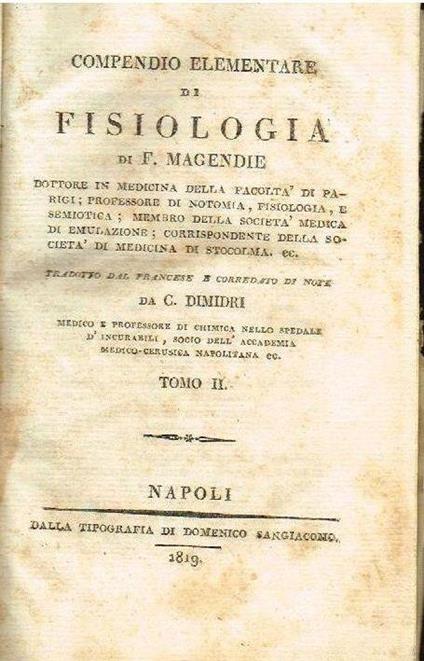 Compendio elementare di fisiologia (vol. II) - copertina
