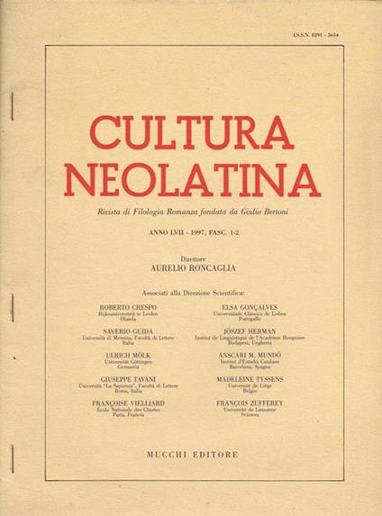 Cultura Neolatina - copertina