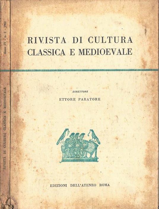 Rivista di Cultura Classica e Medioevale Anno IV-n. 3 - copertina