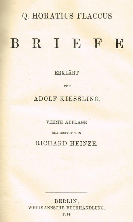 Briefe - Q. Flacco Orazio - copertina