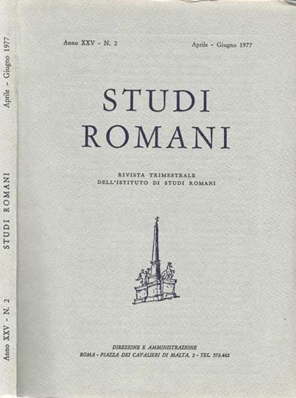Studi Romani Anno XXV-N. 2. Rivista trimestrale dell'Istituto di Studi Romani - copertina