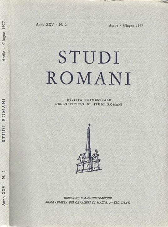 Studi Romani Anno XXV-N. 2. Rivista trimestrale dell'Istituto di Studi Romani - copertina