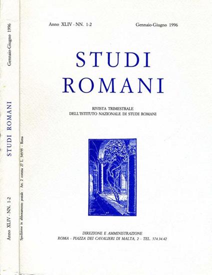 Studi Romani. Rivista trimestrale dell'istituto nazionale di studi romani - copertina